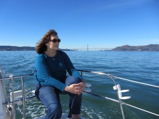 sailing on the frisco bay with the golden gate bridge behind