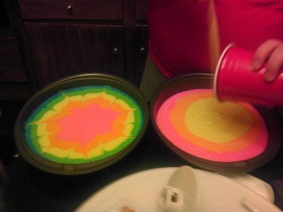 Making two rainbow-cakes